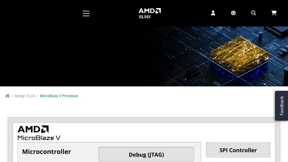 Screenshot of xilinx.com: AMD MicroBlaze V Processor: A Flexible and Efficient RISC-V Processor