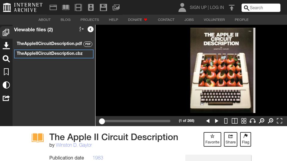 Screenshot of archive.org: The Apple II Circuit Description (1983)