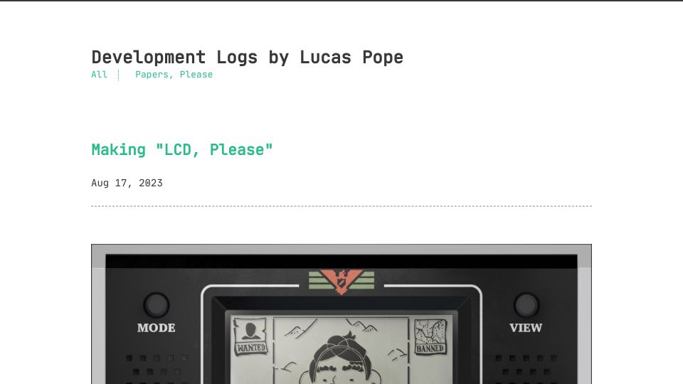 Screenshot of dukope.com: Making "LCD, Please"