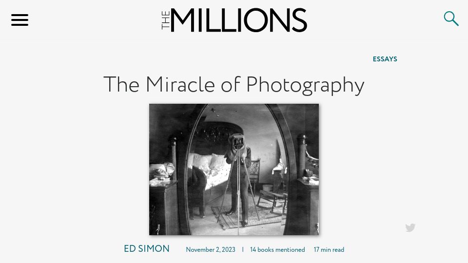 Screenshot of themillions.com: The Miracle of Photography
