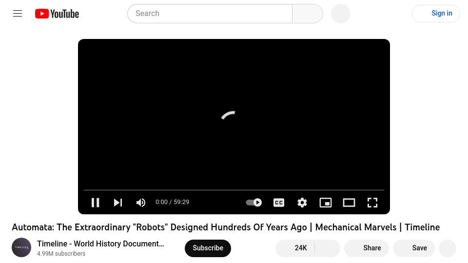 Screenshot of youtube.com: Automata: "Robots" designed hundreds of years ago [video]