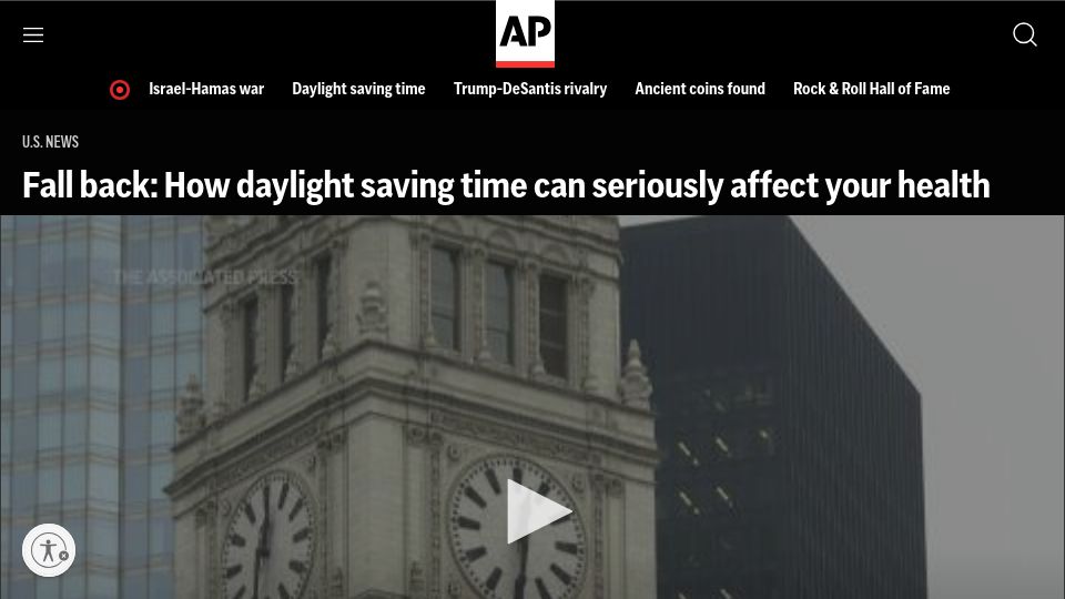 Screenshot of apnews.com: Daylight saving time can seriously affect your health
