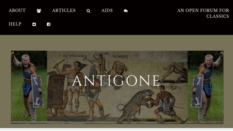 Screenshot of antigonejournal.com: Interview with a Gladiatrix