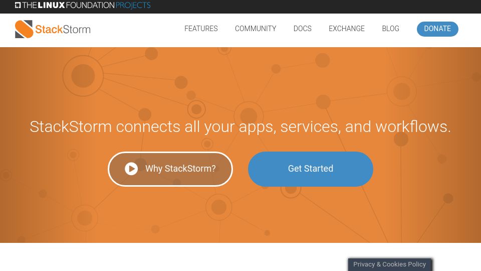 Screenshot of stackstorm.com: StackStorm – IFTTT for Ops