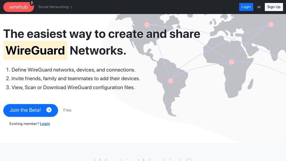 Screenshot of wirehub.org: Show HN: WireHub – easily create and share WireGuard networks