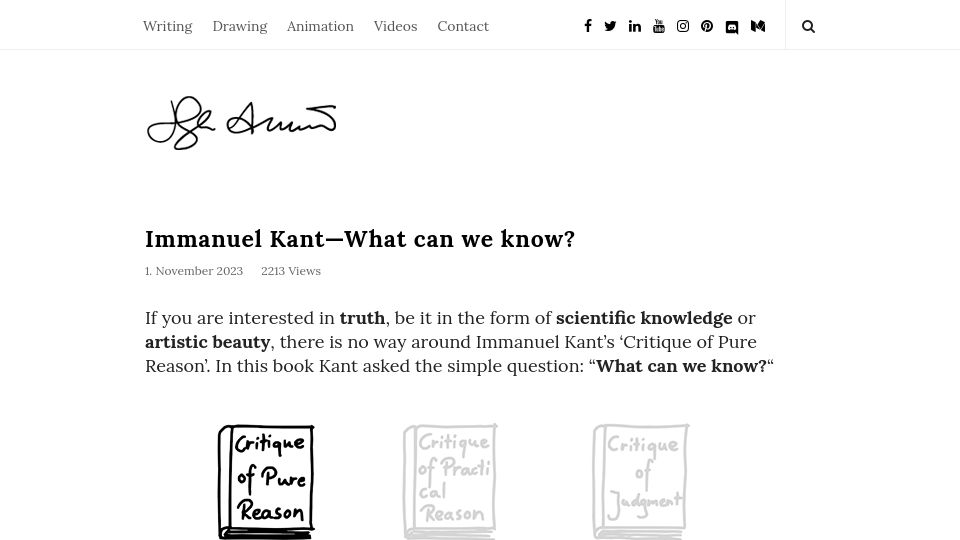 Screenshot of ralphammer.com: Immanuel Kant – What can we know?