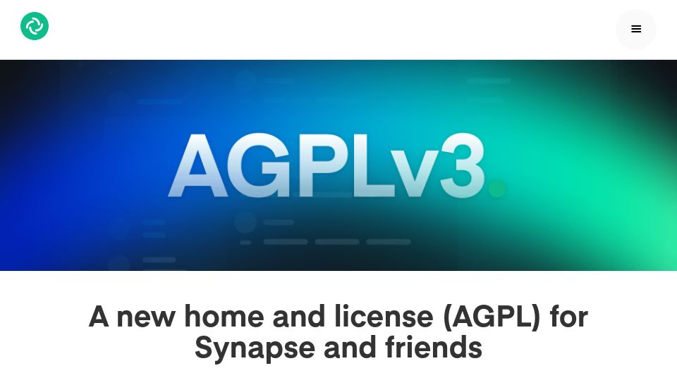 Screenshot of element.io: A new home and license (AGPL) for Synapse and friends