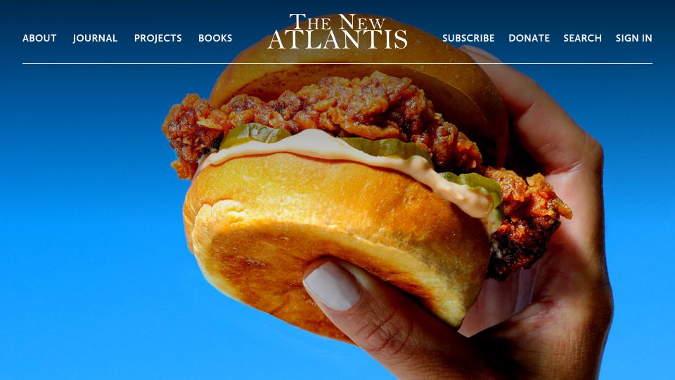 Screenshot of thenewatlantis.com: You've already been eating lab-grown meat for decades