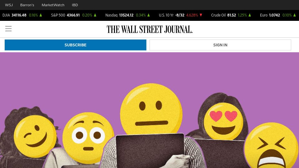 Screenshot of wsj.com: The New Headache for Bosses: Employees Aren't Quitting