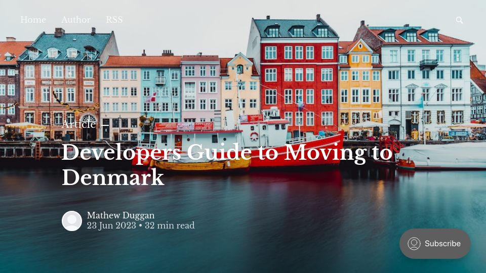 Screenshot of matduggan.com: Developers Guide to Moving to Denmark
