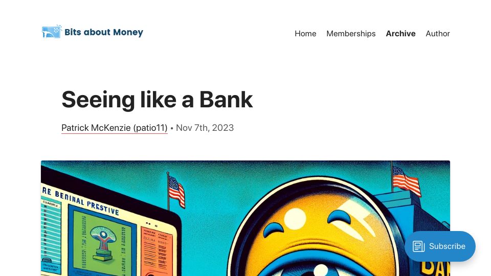 Screenshot of bitsaboutmoney.com: Seeing like a bank