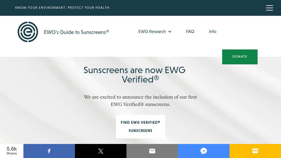 Screenshot of ewg.org: The trouble with ingredients in sunscreens
