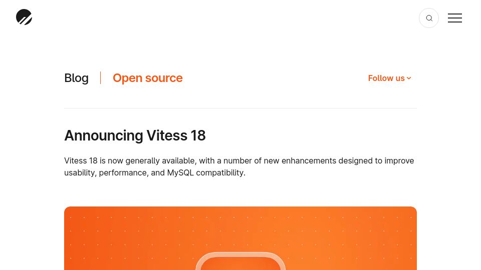 Screenshot of planetscale.com: Vitess 18