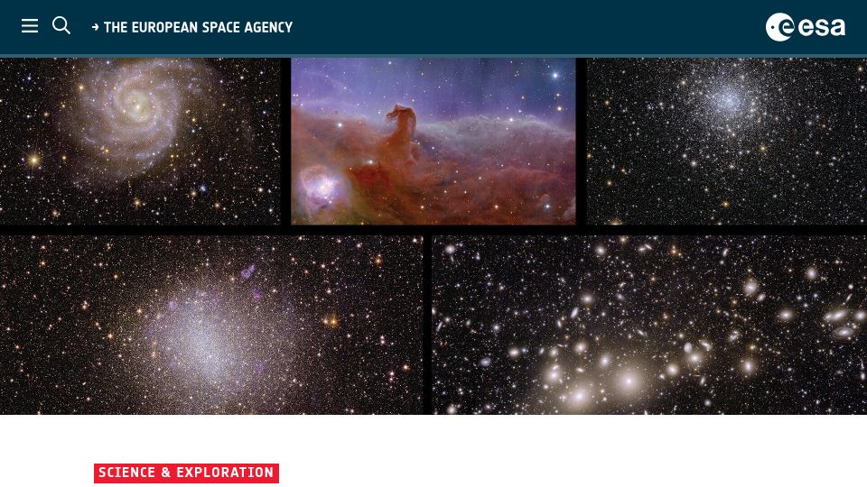 Screenshot of esa.int: Euclid's First Images