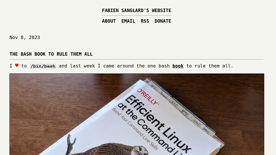 Screenshot of fabiensanglard.net: The bash book to rule them all