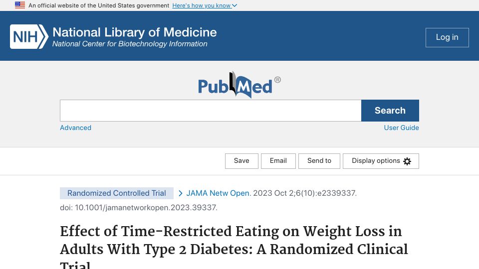Screenshot of pubmed.ncbi.nlm.nih.gov: Intermittent fasting more effective than calorie restriction