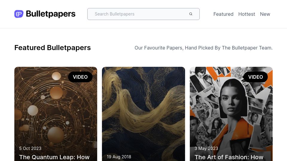 Screenshot of bulletpapers.ai: Show HN: Bulletpapers – ArXiv AI paper summarizer, won Anthropic Hackathon