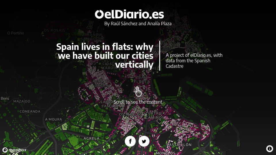 Screenshot of especiales.eldiario.es: Spain lives in flats: why we have built our cities vertically