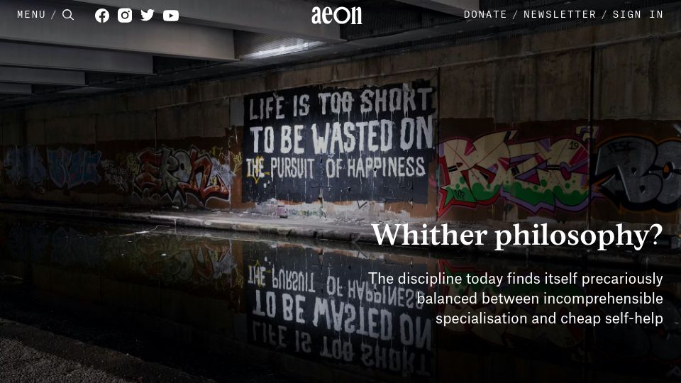 Screenshot of aeon.co: Whither philosophy?