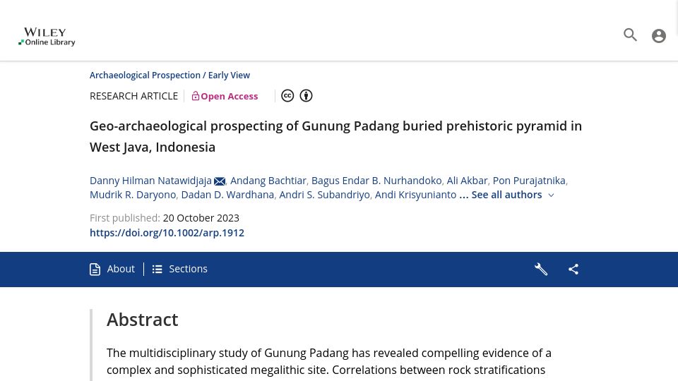 Screenshot of onlinelibrary.wiley.com: Gunung Padang buried prehistoric pyramid in West Java, Indonesia