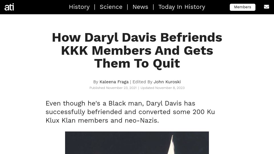 Screenshot of allthatsinteresting.com: Daryl Davis Befriends KKK Members and Gets Them to Quit
