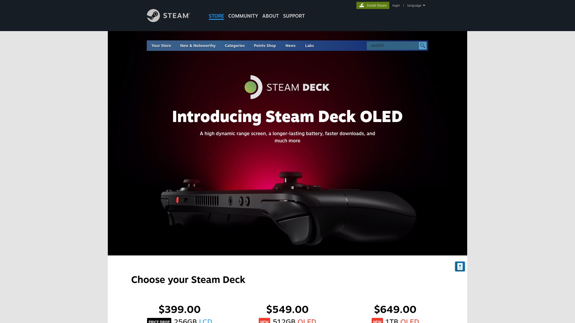Screenshot of store.steampowered.com: Steam Deck OLED