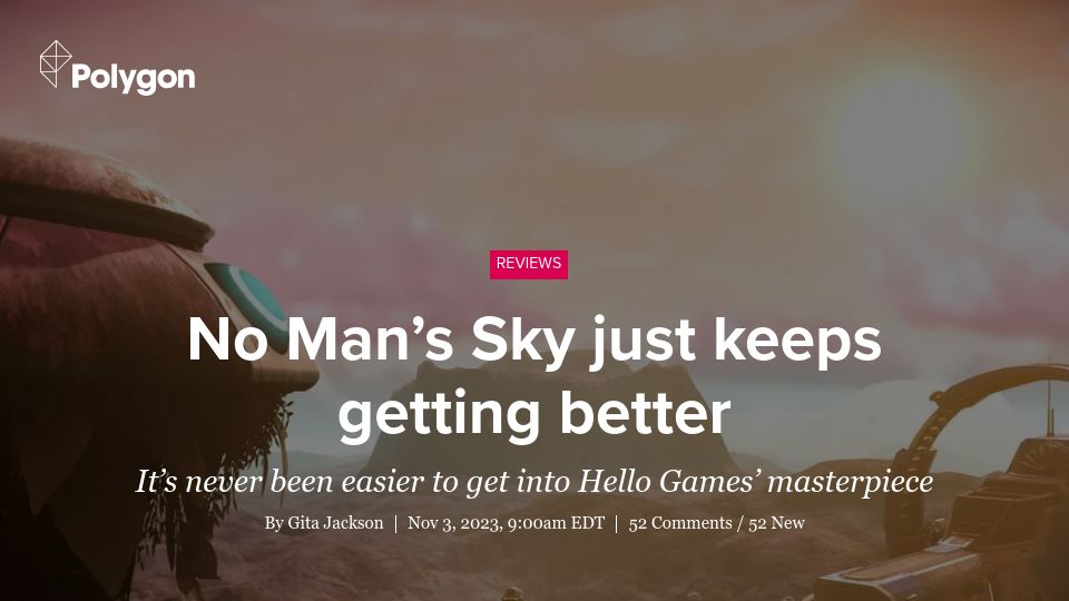 Screenshot of polygon.com: No Man's Sky just keeps getting better