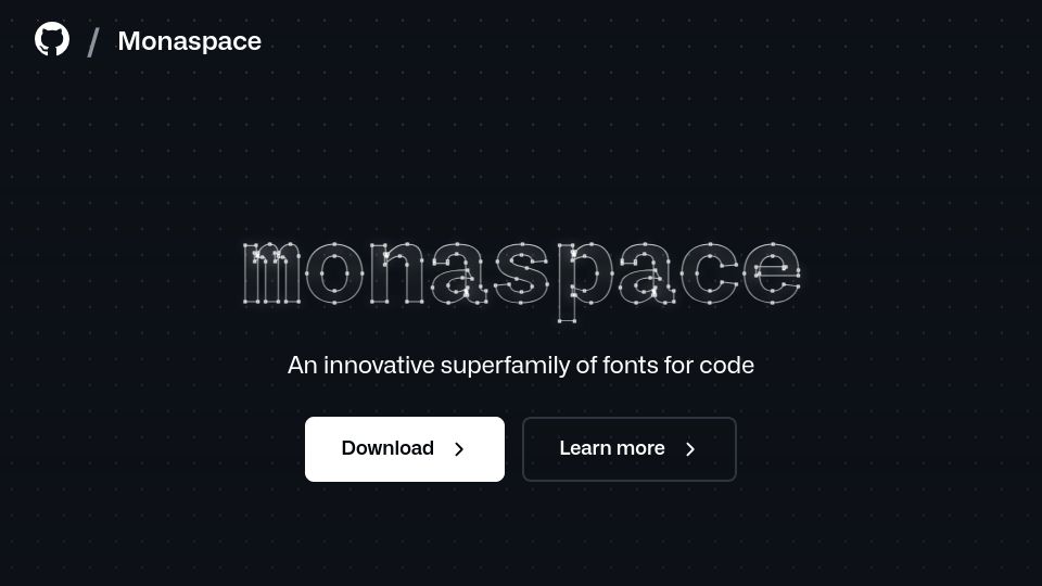 Screenshot of monaspace.githubnext.com: Monaspace