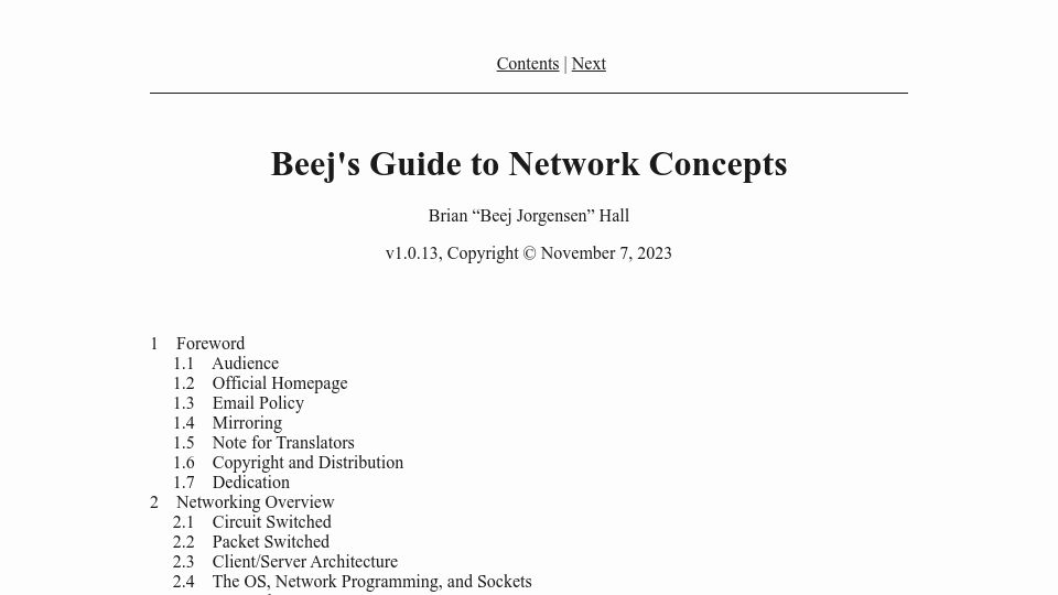 Screenshot of beej.us: Beej's Guide to Network Concepts