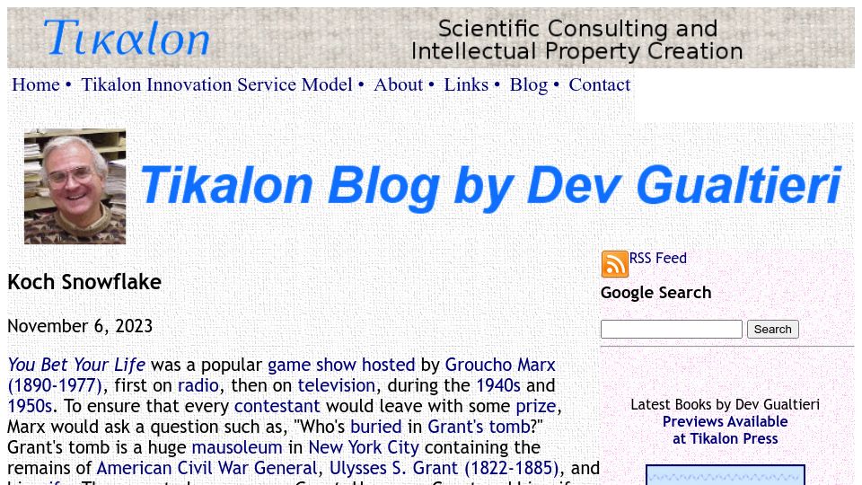 Screenshot of tikalon.com: Koch Snowflake