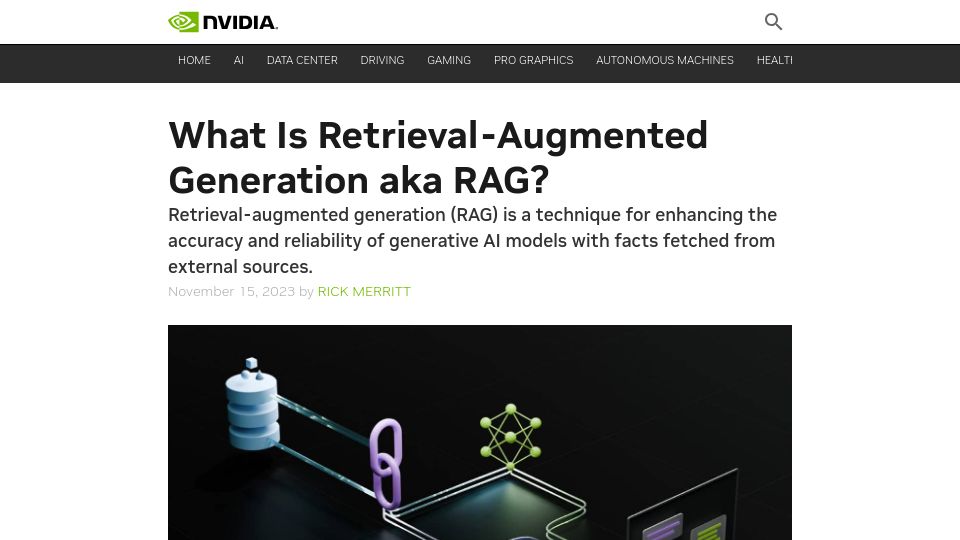 Screenshot of blogs.nvidia.com: What Is Retrieval-Augmented Generation a.k.a. RAG?