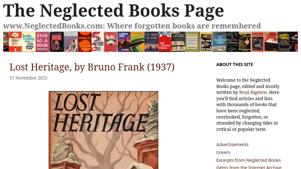 Screenshot of neglectedbooks.com: The Neglected Books Page