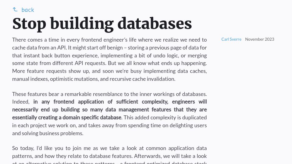 Screenshot of sqlsync.dev: Accidental database programming