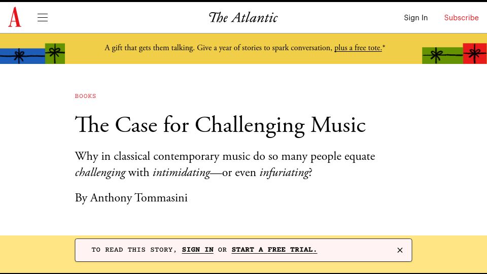Screenshot of theatlantic.com: Schoenberg: Why He Matters