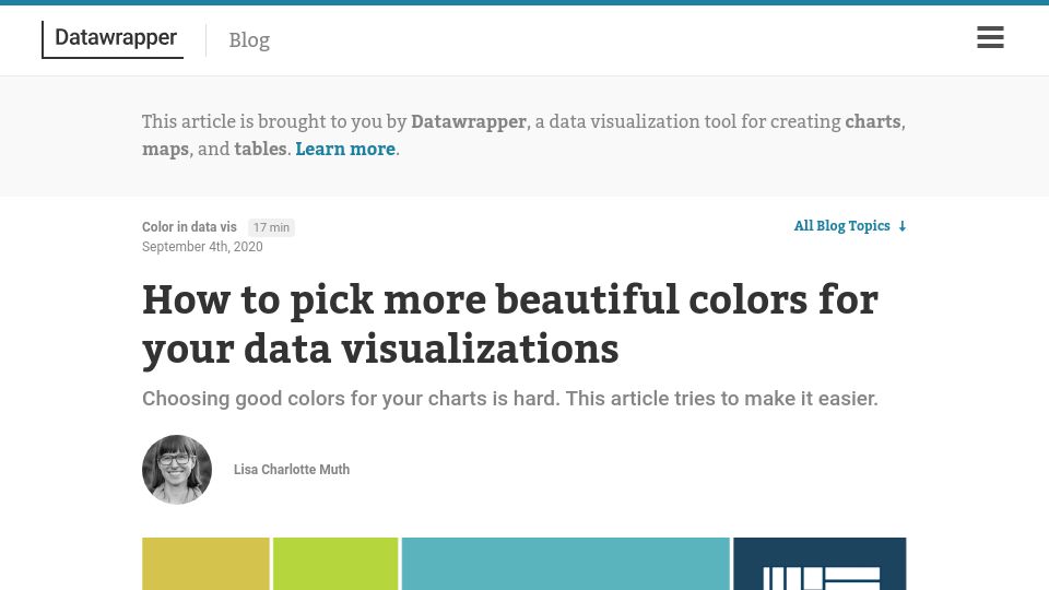 Screenshot of blog.datawrapper.de: How to pick more beautiful colors for your data visualizations (2020)