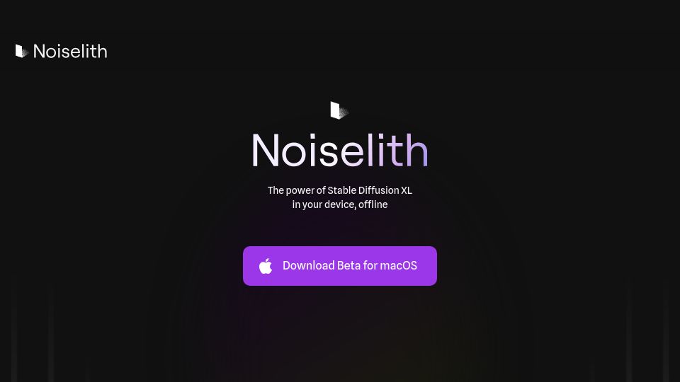 Screenshot of noiselith.com: Easy Stable Diffusion XL in your device, offline