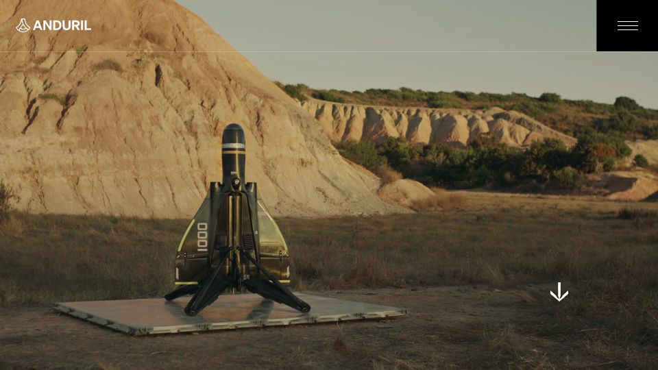 Screenshot of anduril.com: Anduril announces Roadrunner, jet-powered VTOL drone