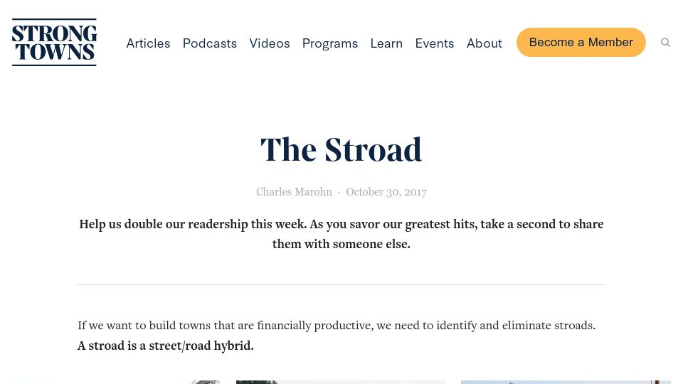 Screenshot of strongtowns.org: The Stroad