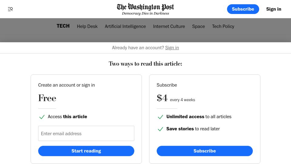 Screenshot of washingtonpost.com: Tesla drivers run Autopilot where it's not intended – with deadly consequences