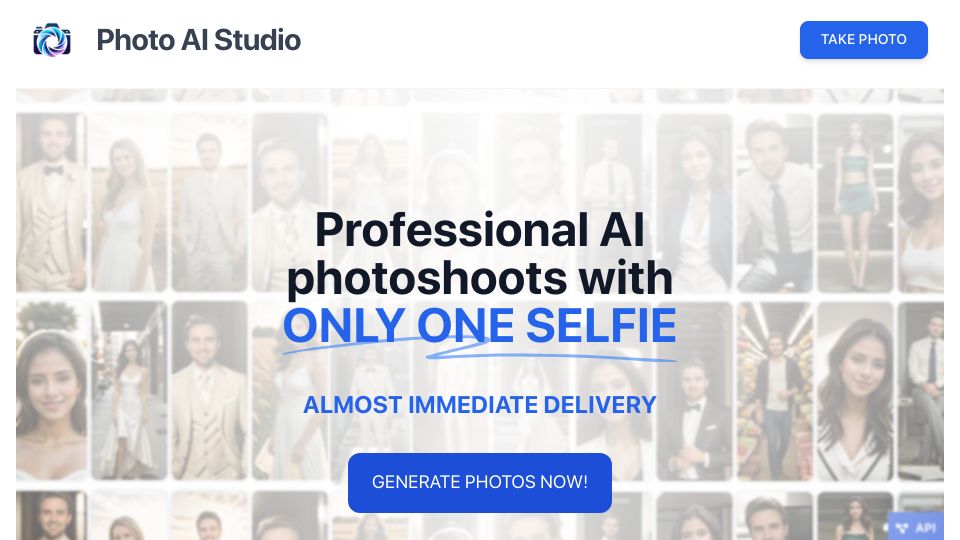 Screenshot of photoaistudio.com: Show HN: Professional headshots with only one selfie