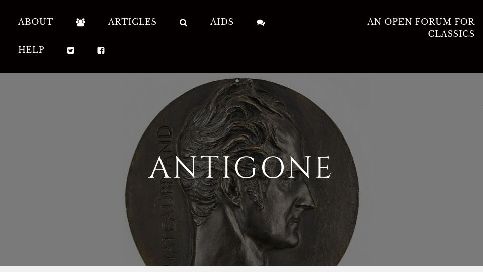 Screenshot of antigonejournal.com: Chateaubriand, the Romantic Classicist