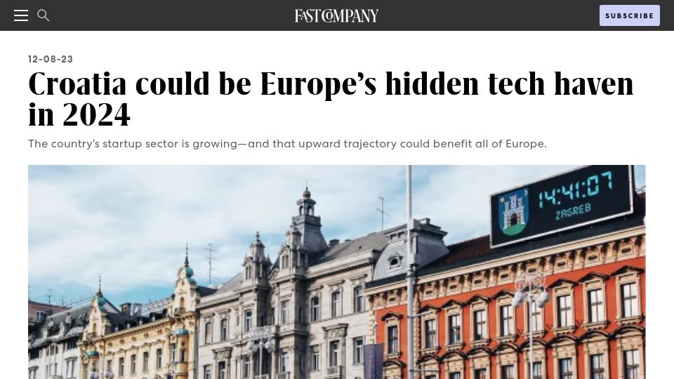 Screenshot of fastcompany.com: Croatia could be Europe's hidden tech haven in 2024