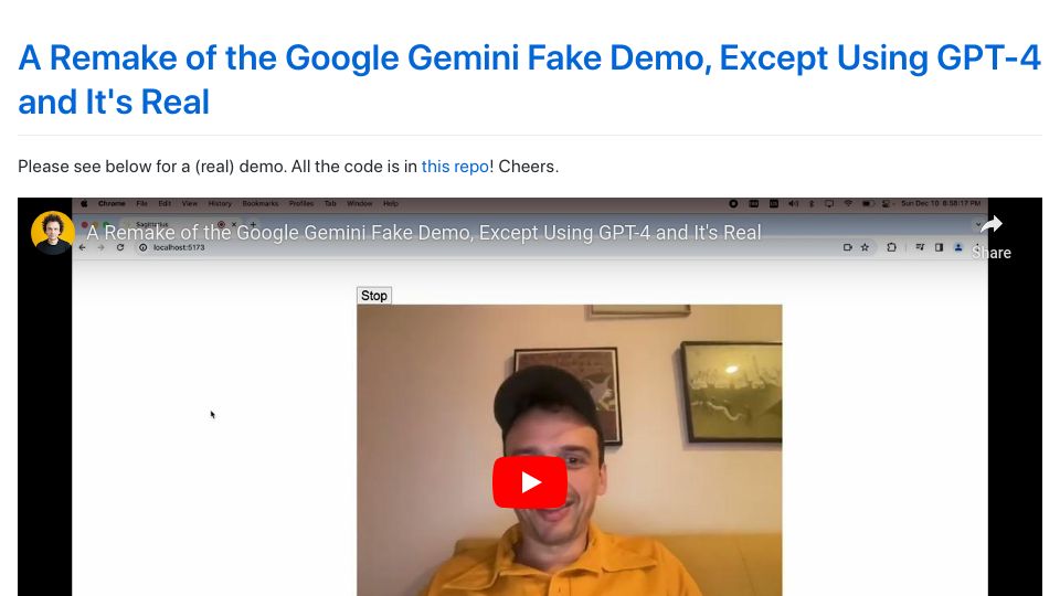Screenshot of sagittarius.greg.technology: Show HN: I Remade the Fake Google Gemini Demo, Except Using GPT-4 and It's Real