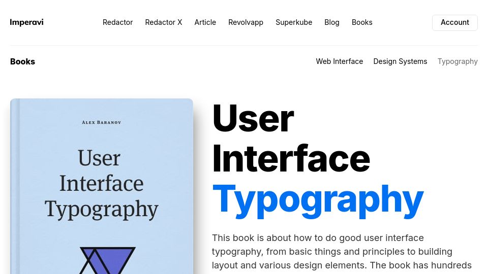 Screenshot of imperavi.com: User Interface Typography