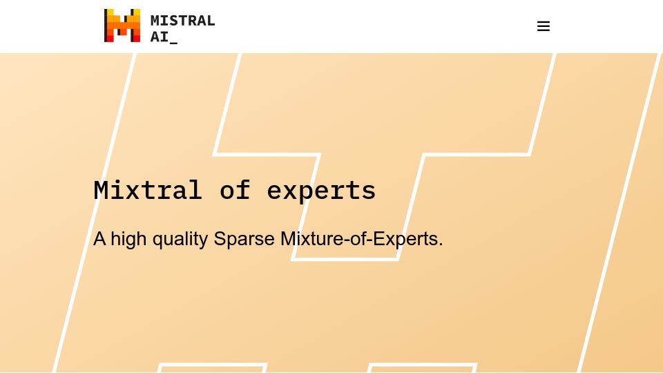 Screenshot of mistral.ai: Mistral: Mixtral of Experts