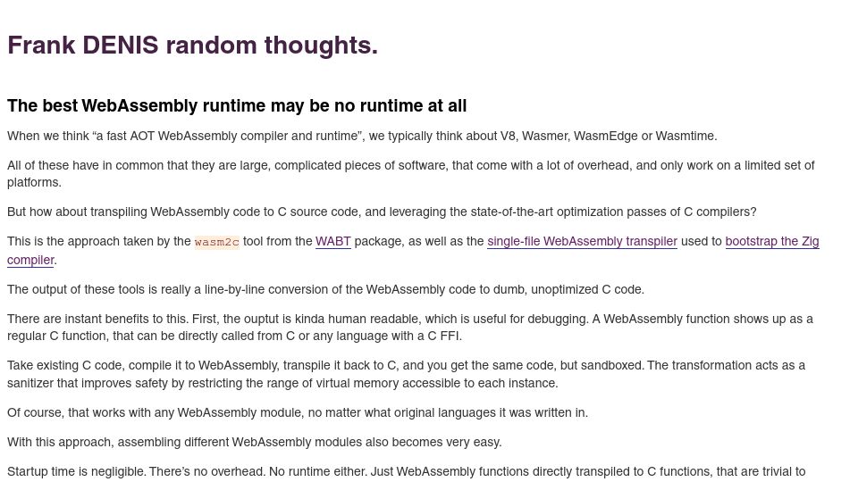 Screenshot of 00f.net: The best WebAssembly runtime may be no runtime
