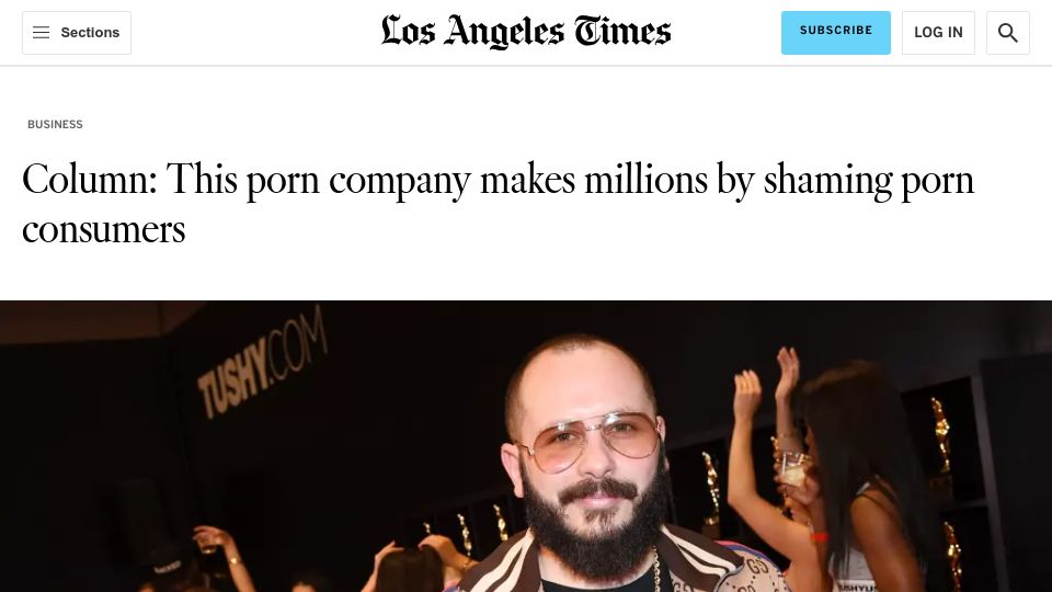Screenshot of latimes.com: Porn company makes millions by shaming porn consumers
