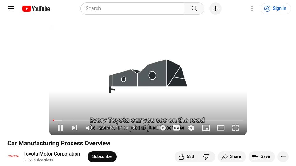 Screenshot of youtube.com: Car Manufacturing Process Overview [video]