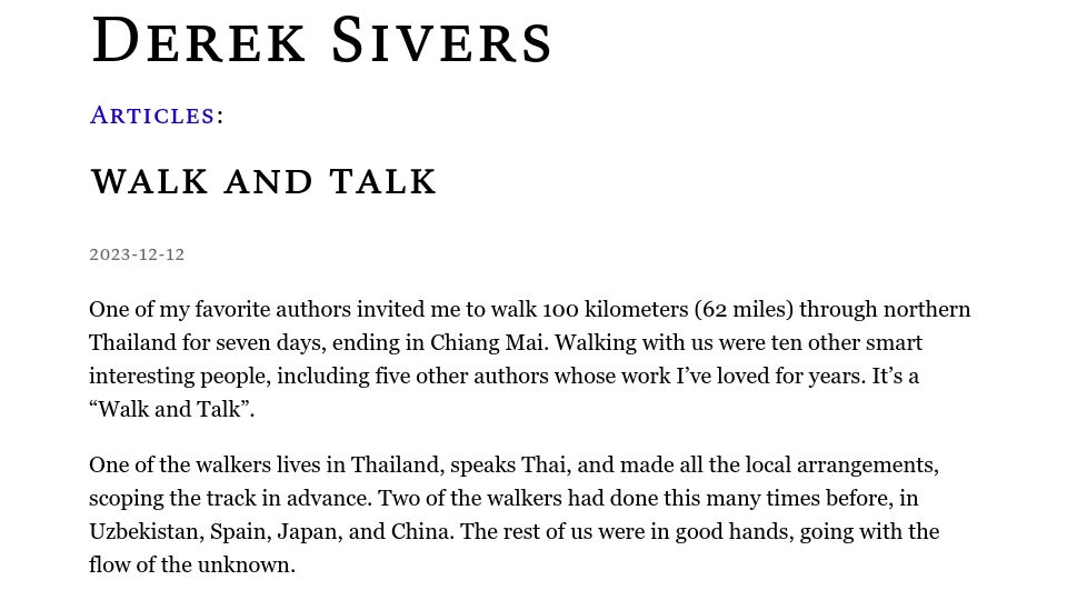 Screenshot of sive.rs: Walk and Talk