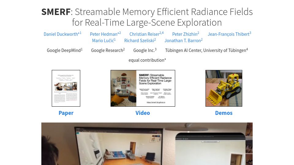 Screenshot of smerf-3d.github.io: SMERF: Streamable Memory Efficient Radiance Fields